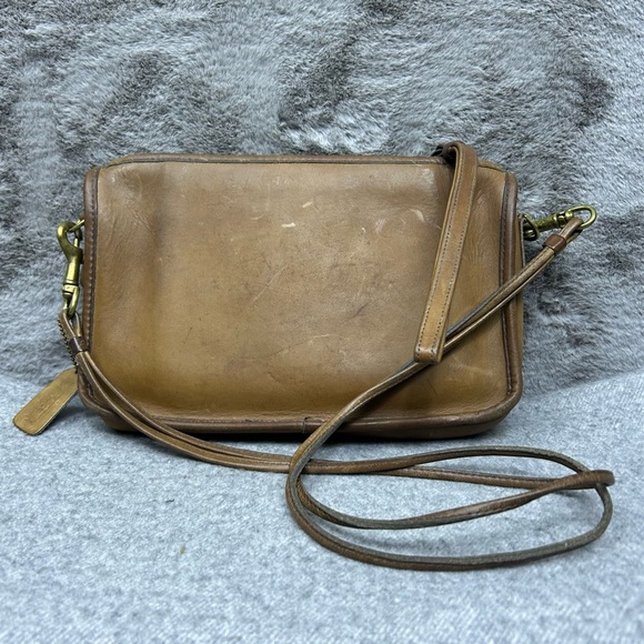 Coach Vintage 1970s Made in NYC Leather Satchel Convertible Clutch Camel 911-061 - Picture 4 of 16